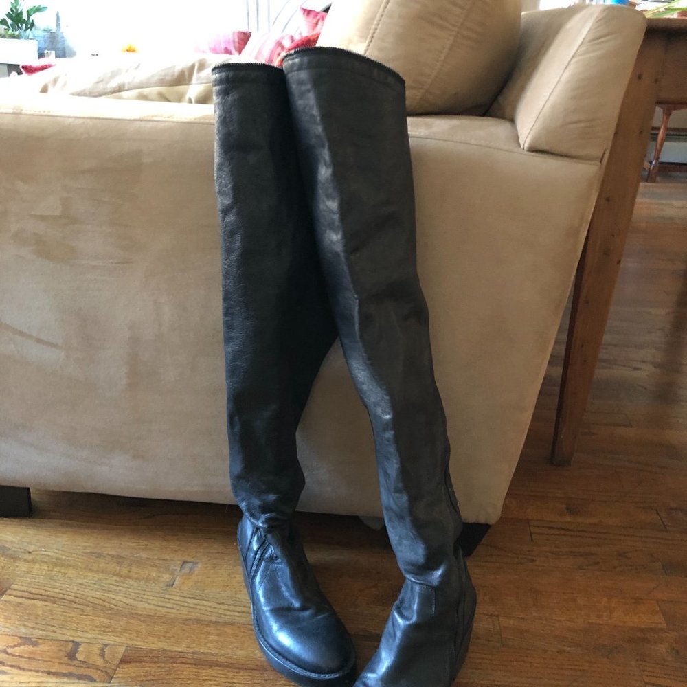 Ann Demeulemeester Black Over the Knee Boots